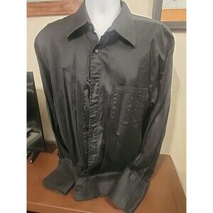 Men's Eighty Eight Black Cotton Long Sleeve Button Up Size XL